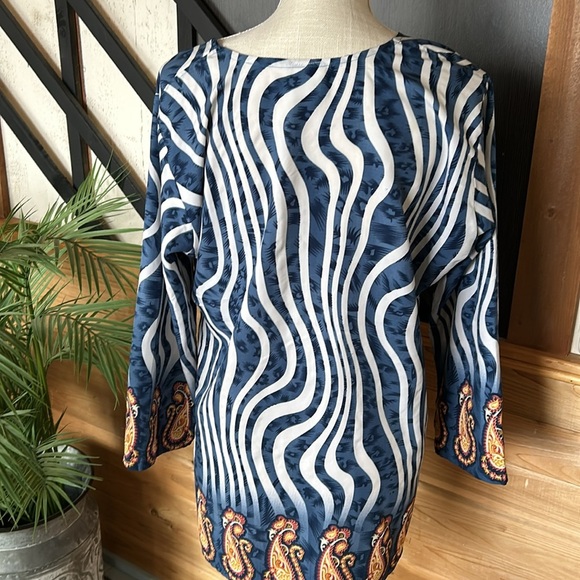 Priya beach cover up white and blue one size - Picture 5 of 7